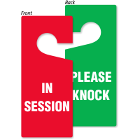 In Session Please Knock 2 Sided Door Hang Tag