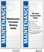 2 Sided Maintenance Personnel Working Inside Door Hanger