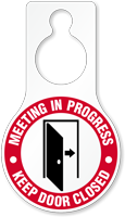 Meeting In Progress Plastic Door Hang Tag