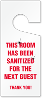 Room Sanitized For Next Guest Door Tag