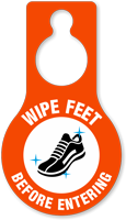 Wipe Feet Before Entering Door Hang Tag