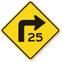 Right Curve Symbol Custom Advisory Speed Sign