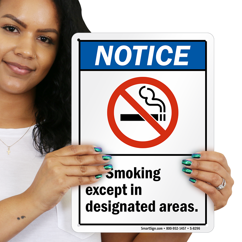 Designated areas. Smoking area sign.