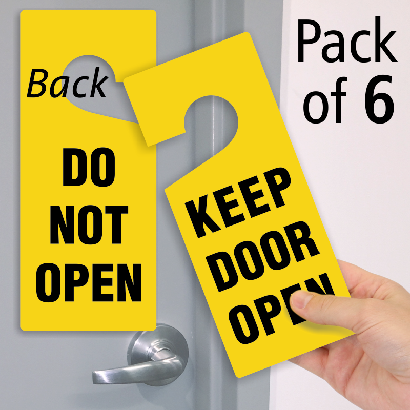 Do Not Open / Keep Door Open Door Knob Hanger Tag, SKU TG0929