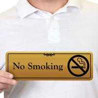 No Smoking Gold DiamondPlate™ Door Sign