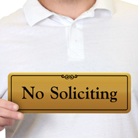 No Soliciting Gold DiamondPlate™ Door Sign