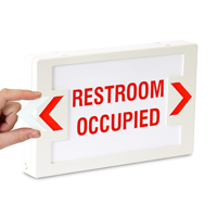 Restroom Occupied LED Exit Sign with Battery Backup