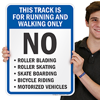 Track Running Walking Only Sign