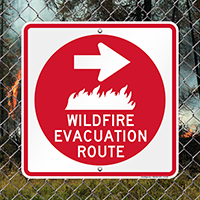 Wildfire Evacuation Route With Right Arrow Signs