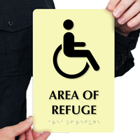 Area Of Refuge Braille Sign