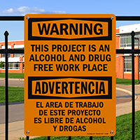 Bilingual No Alcohol And Drug Free Sign