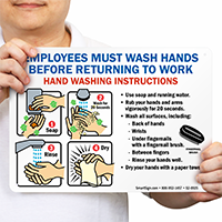 Employees Must Wash Hands Instructions Sign