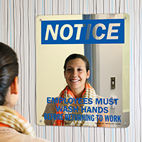 Employees Wash Hands Returning To Work Mirror Sign