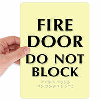 Glow In The Dark Fire Door Braille Sign