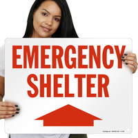 Shelter with Arrow Up Sign