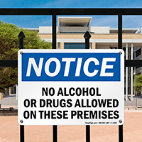 No Alcohol Or Drugs Allowed Sign