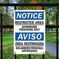 Restricted Area Authorized Personnel Only Bilingual Sign
