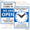 Custom 2 Sided Building Manager Be Back Sign