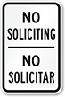 No Soliciting Ningún Solicitar Sign