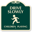 Drive Slowly Children Playing Sign with Symbol 