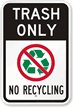 Trash Only No Recycling Sign