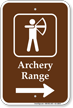 Archery Range in Right, Campground Guide Sign