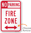 Directional No Parking Fire Zone Sign