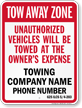 Custom Illinois Tow Away Sign