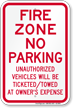 Fire Zone, No Parking Sign