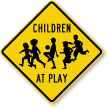 Children Playing with Ball Sign