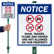 No Guns Tazers Clubs & Knives Sign