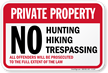 Private Property Hunting Fishing Trespassing Sign