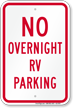 No Overnight RV Parking Sign