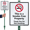 Smoke Free Property with Graphic Sign