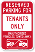 Reserved Parking For Tenants Sign with Tow Graphic