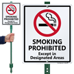 Smoking Prohibited Except In Designated Areas Sign