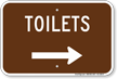 Toilets in Right, Campground Guide Sign