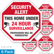 Security Alert Home Under 24 Hour Surveillance Label Set