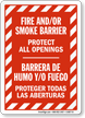 Bilingual Fire Smoke Barrier, Protect All Openings Sign