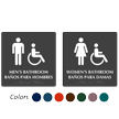 Bilingual Men's Bathroom, Banos Para Hombres and Women's Bathroom, Banos Para Damas Sign With Braille And Accessible Pictograms