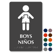 Bilingual Boys Ninos TactileTouch Braille Restroom Sign