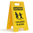 Caution Children Playing Floor Sign