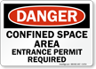 Danger Confined Space Permit Required Sign