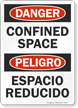 Danger Peligro Confined Space Bilingual Sign