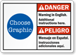 Custom Bilingual ANSI Danger Peligro Warning Sign