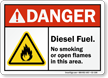 Diesel Fuel No Smoking Danger Sign