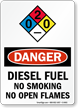 Diesel Fuel No Smoking Sign with NFPA Symbol