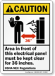 Electrical Panel Area Keep Clear 36 Inches Sign