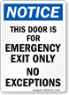 Emergency Exit Only Sign