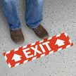 Exit with Arrow Floor Sign